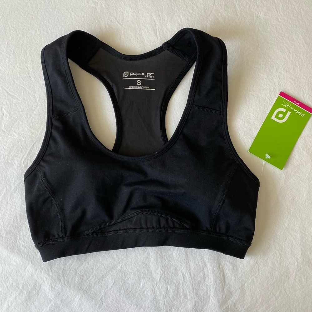 Popular Basics Black Racerback Cut Out Sports Bra